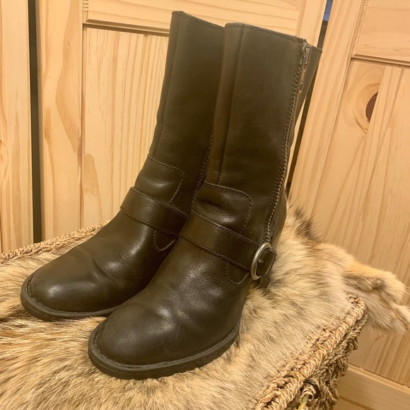 Born Black Heeled Boots with Buckle - Picture 8 of 16